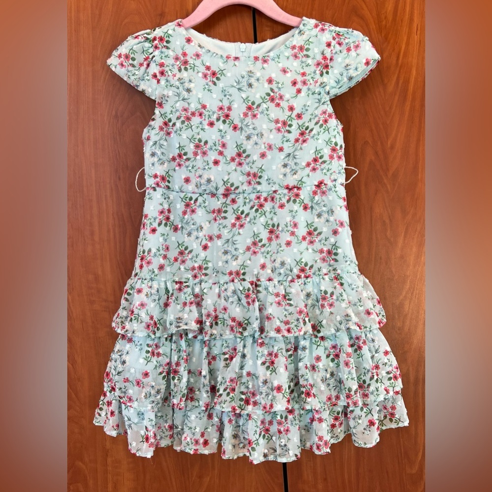 Rare Editions - Floral ruffle cap sleeve dress (Size 5T) - Picture 4 of 7